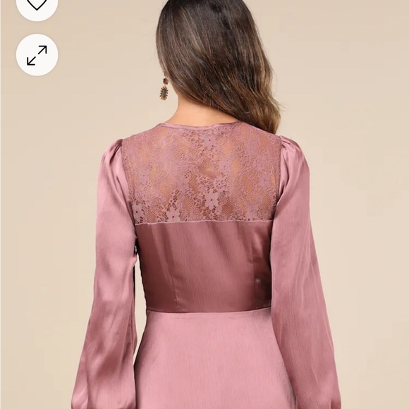 Lulu’s Consistent Beauty Mauve Pink Lace Cutout Long sleeve Mini Dress Size S - Picture 6 of 6